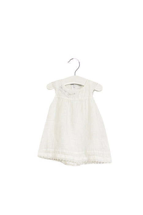 A White Sleeveless Dresses from 3Pommes in size 3-6M for girl. (Front View)