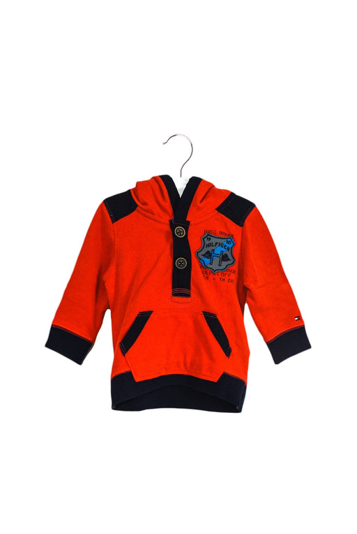 A Red Buttoned Sweatshirts from Tommy Hilfiger in size 6-12M for boy. (Front View)