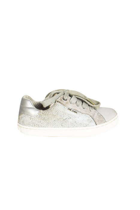A Grey Sneakers from Geox in size 5T for girl. (Back View)