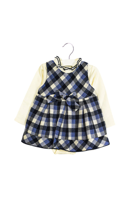 A Blue Long Sleeve Dresses from Chickeeduck in size 6-12M for girl. (Front View)