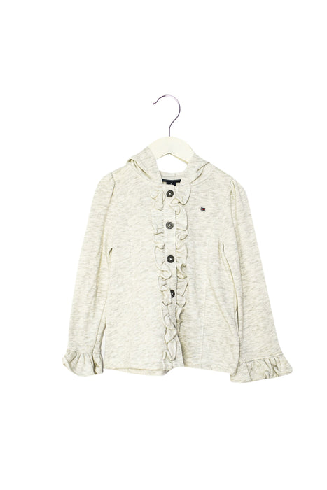 A Grey Buttoned Sweatshirts from Tommy Hilfiger in size 4T for girl. (Front View)