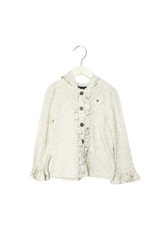 A Grey Buttoned Sweatshirts from Tommy Hilfiger in size 4T for girl. (Front View)