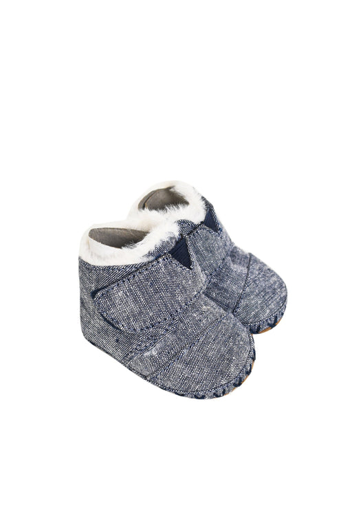 A Navy Boots & Booties from Toms in size 0-3M for neutral. (Front View)