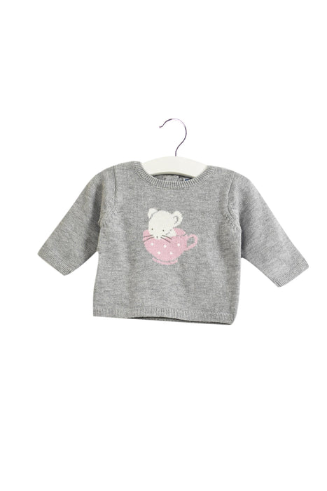 A Grey Knit Sweaters from Jacadi in size 0-3M for girl. (Front View)