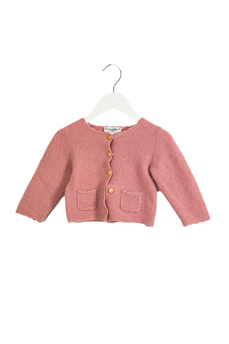 A Pink Cardigans from Les Lutins in size 6-12M for girl. (Front View)