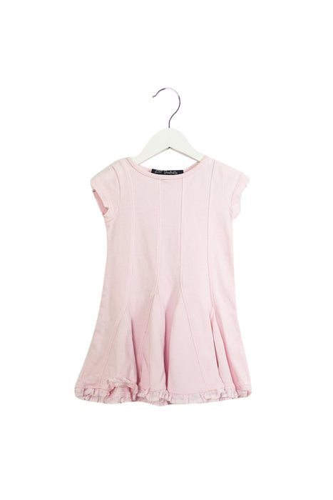 A Pink Short Sleeve Dresses from Lili Gaufrette in size 2T for girl. (Front View)