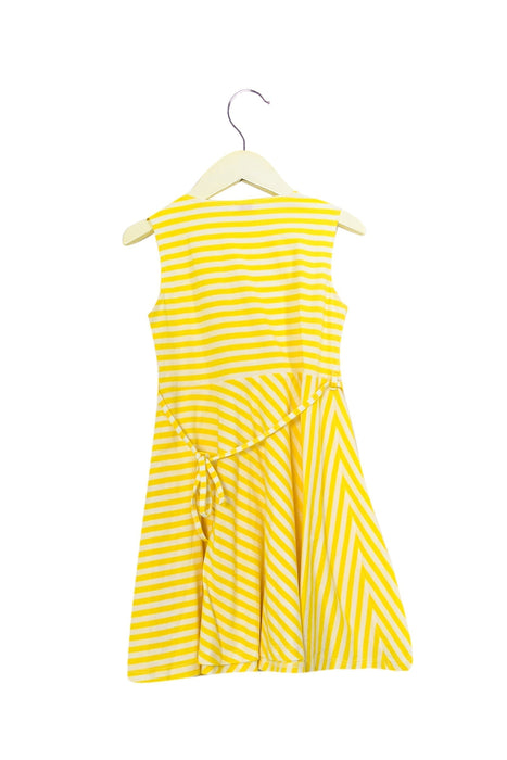 A Yellow Sleeveless Dresses from Il Gufo in size 4T for girl. (Back View)