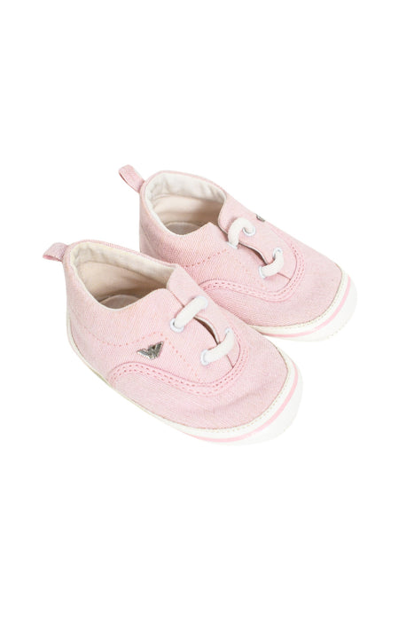 A Pink Sneakers from Armani in size 3-6M for girl. (Front View)