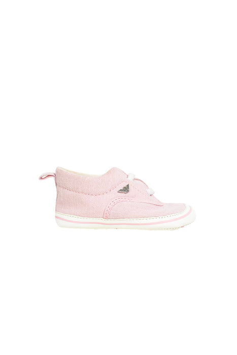 A Pink Sneakers from Armani in size 3-6M for girl. (Back View)