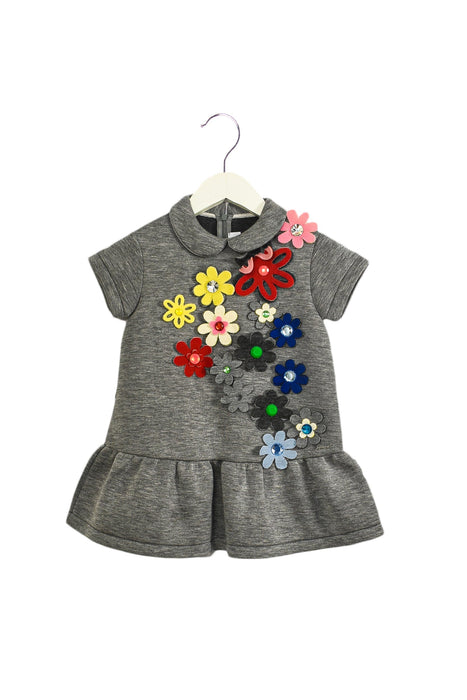A Grey Short Sleeve Dresses from Simonetta in size 4T for girl. (Front View)
