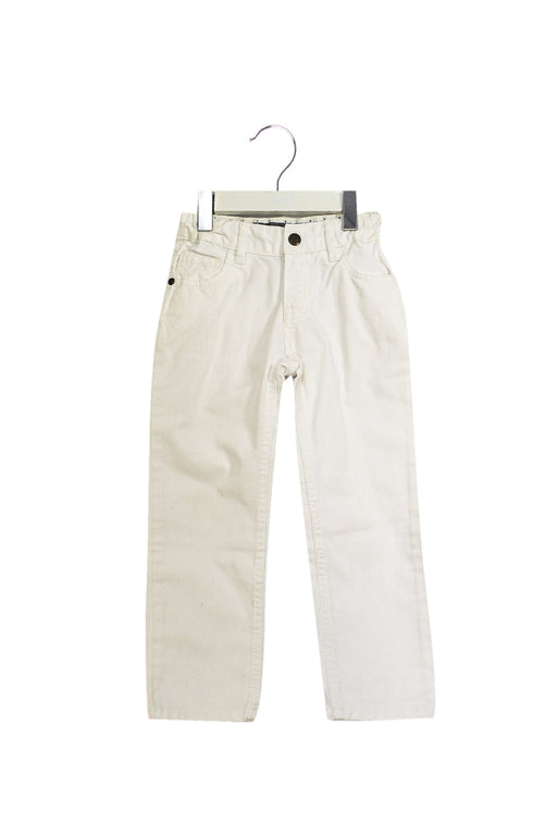 A White Jeans from Petit Bateau in size 4T for girl. (Front View)
