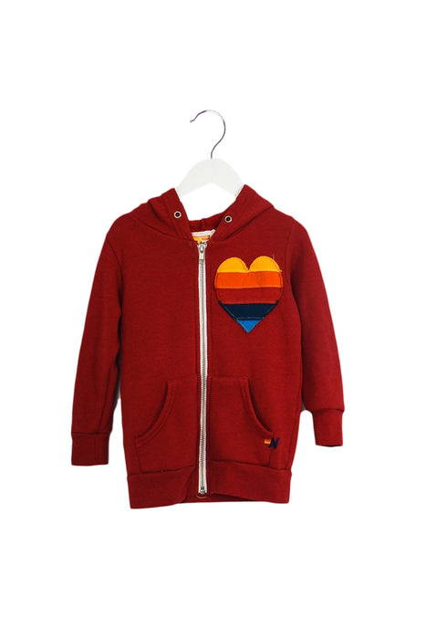 A Red Zippered Sweatshirts from Aviator Nation in size 2T for girl. (Front View)