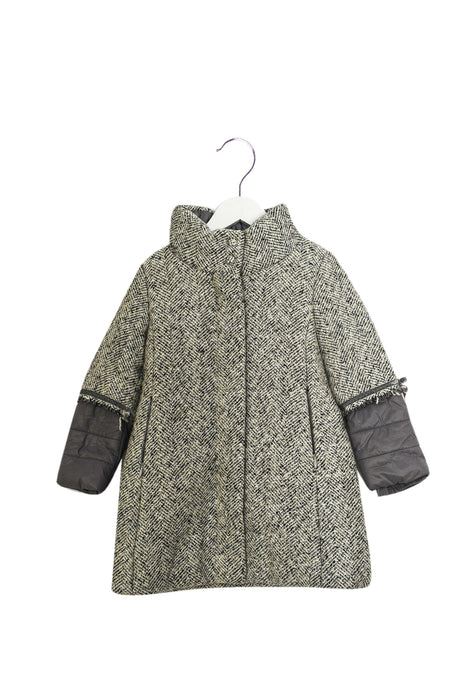 A Grey Coats from Monnalisa in size 4T for girl. (Front View)