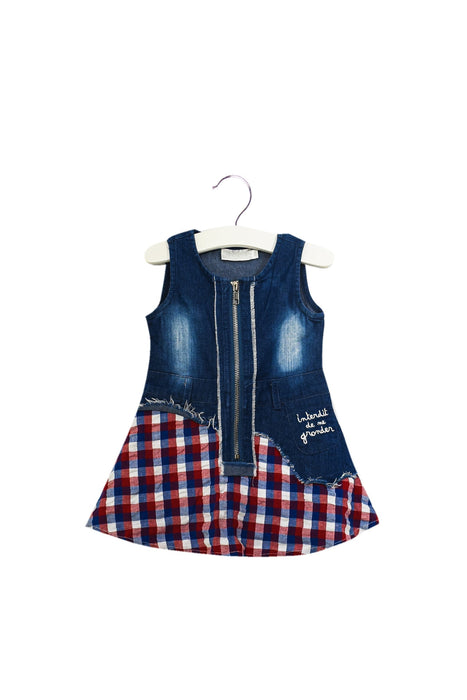 A Blue Sleeveless Dresses from Interdit de me Gronder in size 3-6M for girl. (Front View)