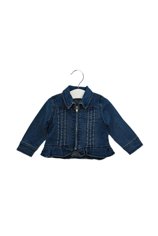 A Blue Lightweight Jackets from 3Pommes in size 6-12M for girl. (Front View)