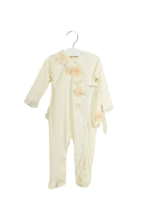 A White Long Sleeve Jumpsuits from Miniclasix in size 6-12M for girl. (Front View)