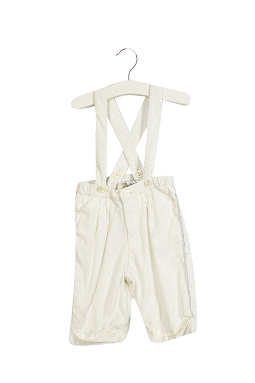 A White Long Overalls from Jacadi in size 3-6M for boy. (Front View)