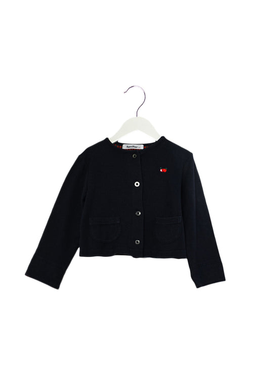 A Navy Cardigans from Familiar in size 4T for girl. (Front View)