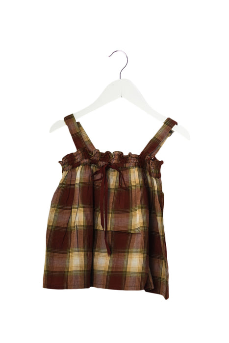 A Brown Sleeveless Tops from Bonpoint in size 4T for girl. (Front View)