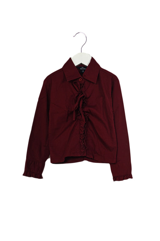 A Burgundy Long Sleeve Tops from Guess in size 2T for girl. (Front View)