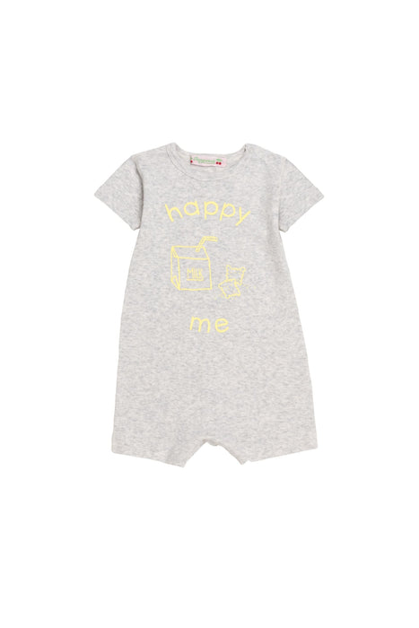 A Grey Short Sleeve Rompers from Bonpoint in size 0-3M for neutral. (Front View)