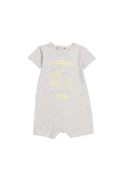 A Grey Short Sleeve Rompers from Bonpoint in size 0-3M for neutral. (Front View)