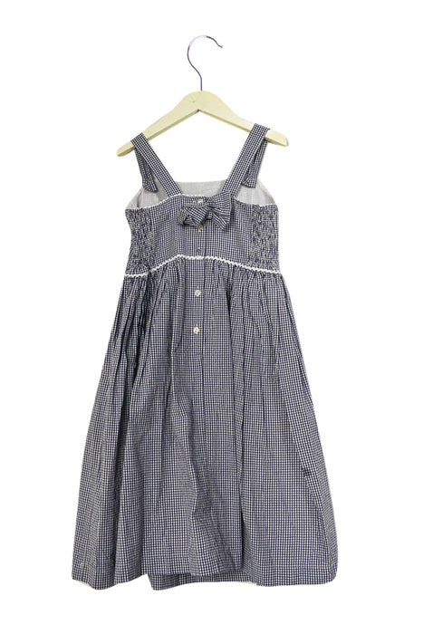 A Blue Sleeveless Dresses from Gusella in size 6T for girl. (Back View)