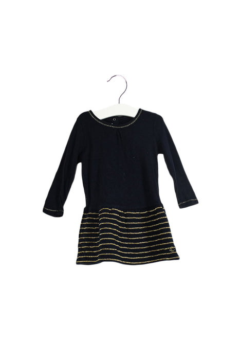 A Navy Long Sleeve Dresses from Petit Bateau in size 12-18M for girl. (Front View)