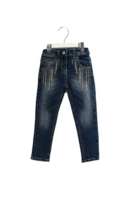 A Blue Jeans from Monnalisa in size 4T for girl. (Front View)