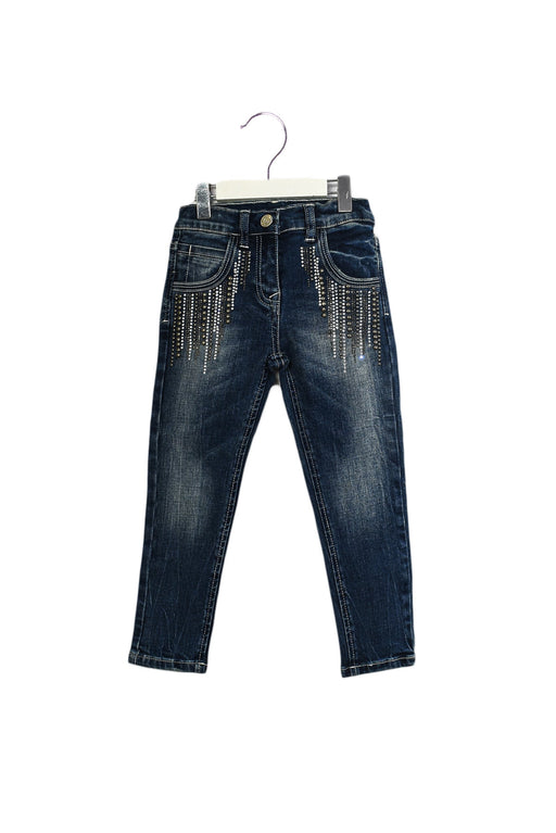 A Blue Jeans from Monnalisa in size 4T for girl. (Front View)