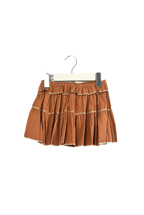 A Brown Short Skirts from Velveteen in size 4T for girl. (Front View)