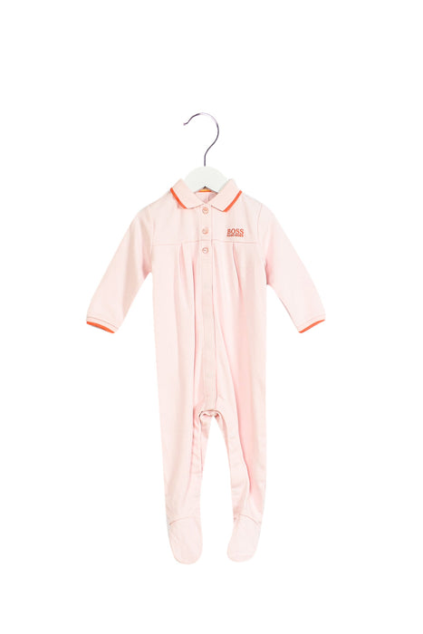 A Pink Long Sleeve Jumpsuits from Boss in size 6-12M for girl. (Front View)