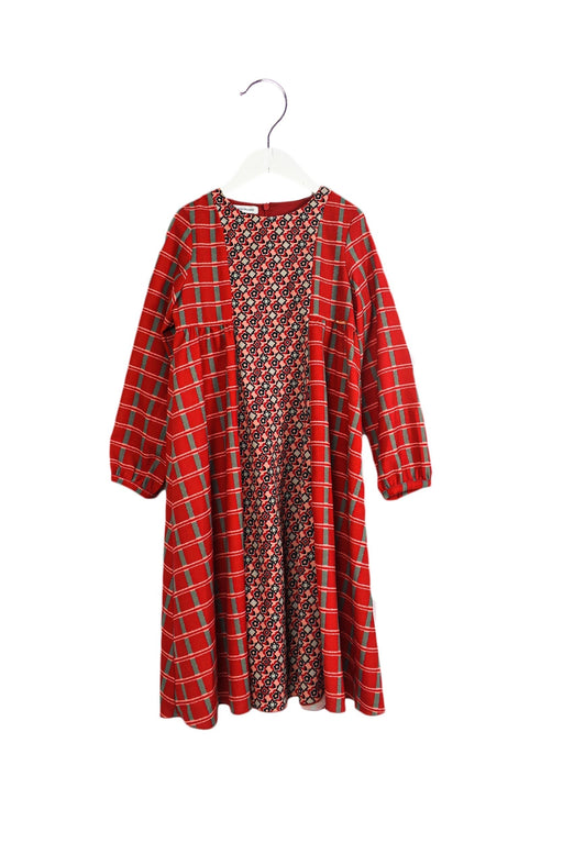A Red Long Sleeve Dresses from I Pinco Pallino in size 6T for girl. (Front View)