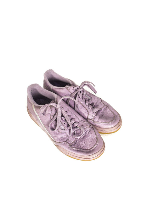 A Purple Sneakers from Adidas in size 10Y for girl. (Front View)