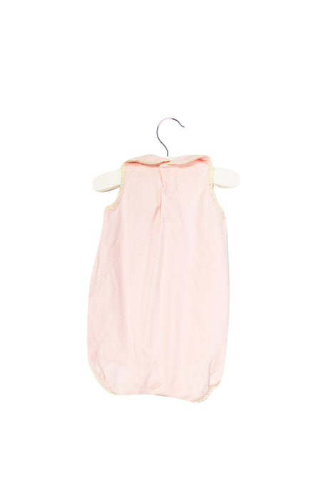 A Pink Sleeveless Rompers from Laranjinha in size 3-6M for girl. (Back View)