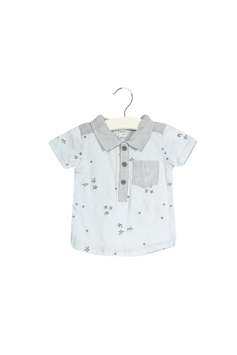 A Blue Short Sleeve Polos from Petit Lem in size 3-6M for boy. (Front View)