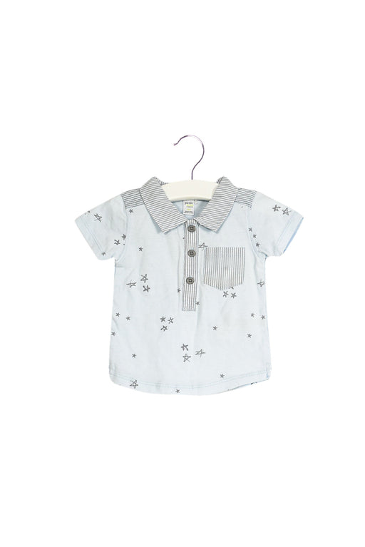 A Blue Short Sleeve Polos from Petit Lem in size 3-6M for boy. (Front View)