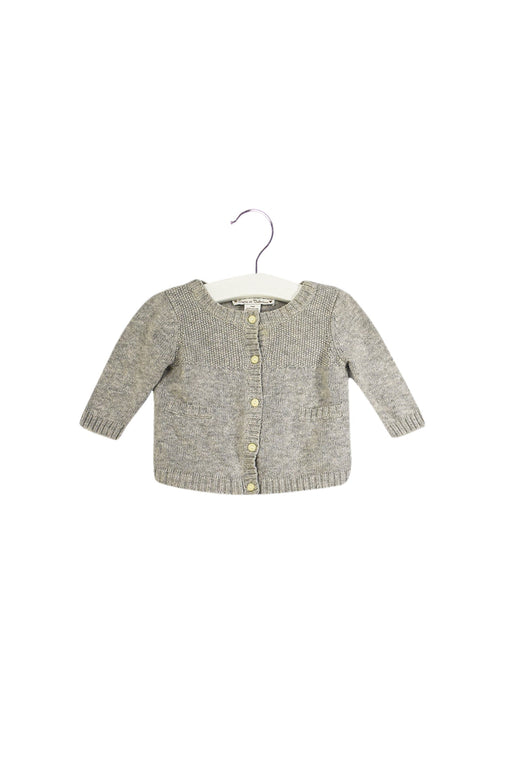 A Grey Cardigans from Oscar et Valentine in size 0-3M for girl. (Front View)