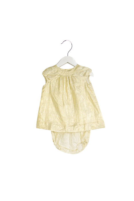 A Gold Shorts Sets from Bonpoint in size 6-12M for girl. (Front View)