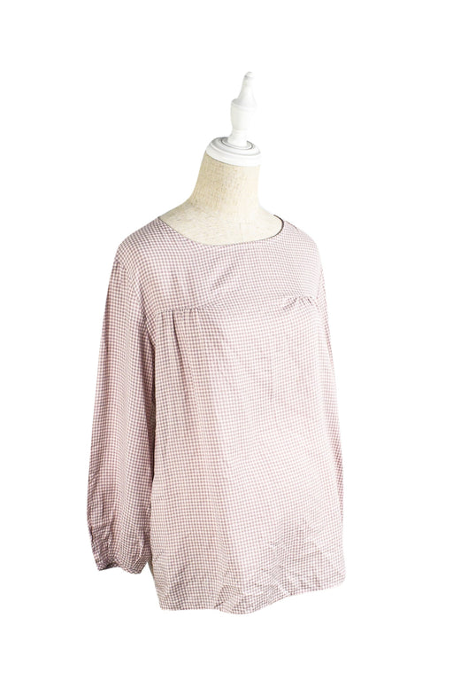A Pink Long Sleeve Tops from Hatch in size XS for maternity. (Front View)