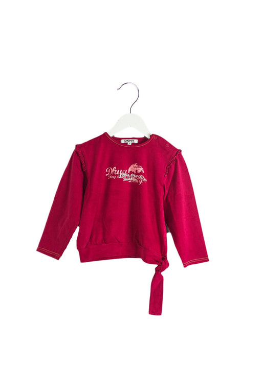 A Pink Long Sleeve Tops from DKNY in size 3T for girl. (Front View)
