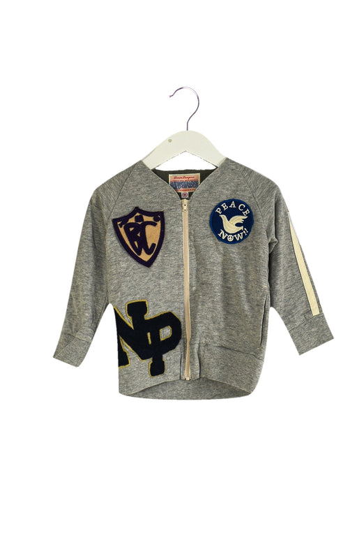 A Grey Zippered Sweatshirts from Denim Dungaree in size 18-24M for girl. (Front View)