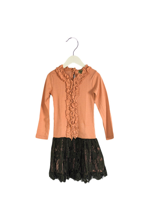 A Orange Long Sleeve Dresses from Sophie Catalou in size 5T for girl. (Front View)
