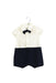 A Navy Short Sleeve Rompers from Le Petit Society in size 3-6M for boy. (Front View)