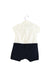 A Navy Short Sleeve Rompers from Le Petit Society in size 3-6M for boy. (Back View)