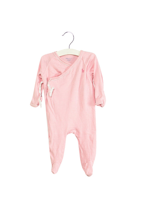 A Pink Long Sleeve Jumpsuits from Ralph Lauren in size 3-6M for girl. (Front View)