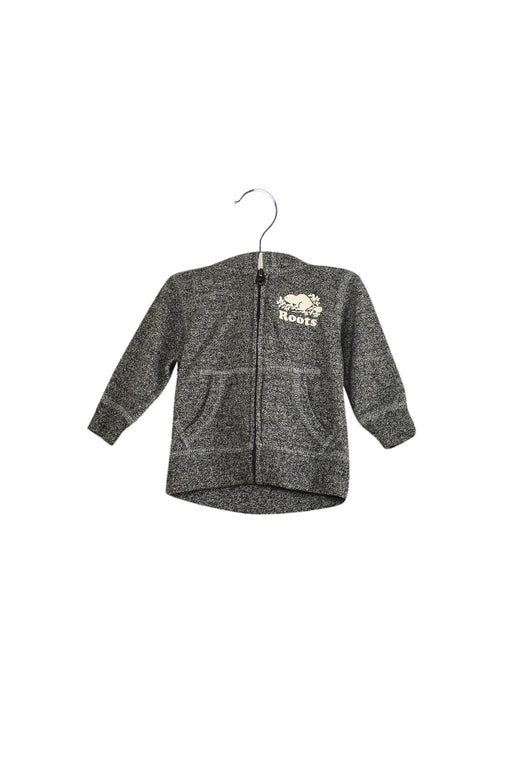 A Grey Lightweight Jackets from Roots in size 3-6M for boy. (Front View)