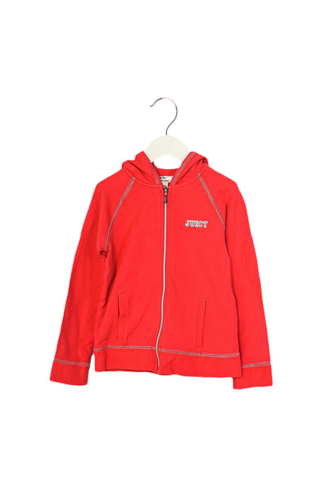 A Pink Zippered Sweatshirts from Juicy Couture in size 6T for girl. (Front View)