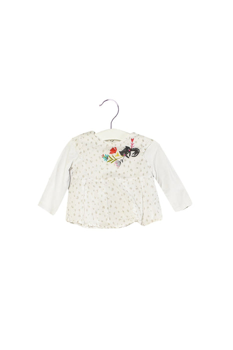 A White Long Sleeve Tops from Catimini in size 3-6M for girl. (Front View)