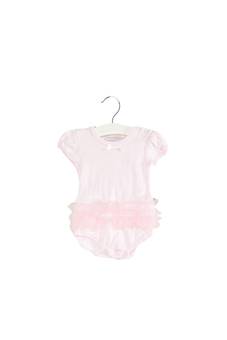 A Pink Short Sleeve Bodysuits from Elegant Baby in size 6-12M for girl. (Front View)
